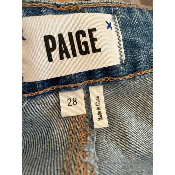 Paige Sarah Slim Exposed Button Belted Straight Leg Denim Jeans 28 - Picture 8 of 9